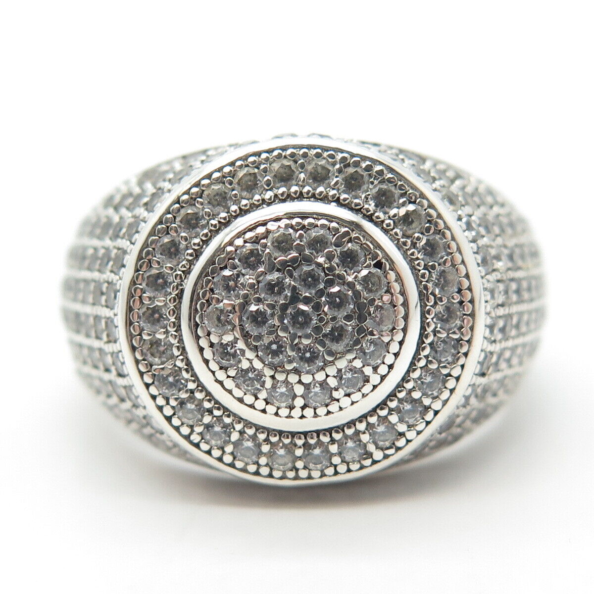 925 Sterling Silver Pave C Z Ring Size 10.25