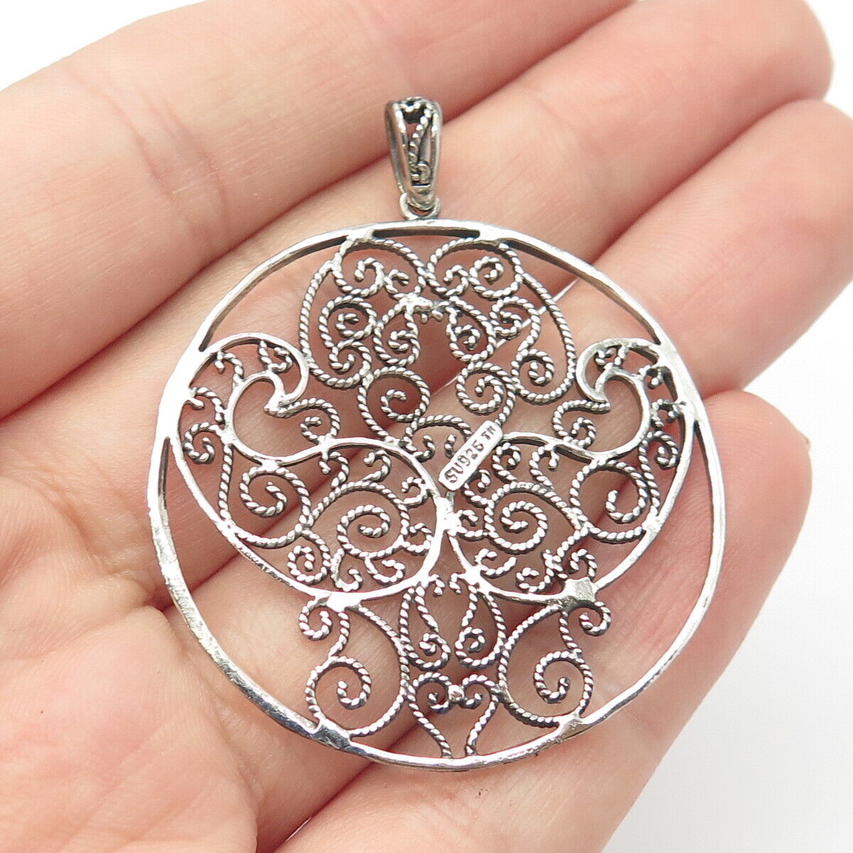 925 Sterling Silver Vintage Ornate Pendant