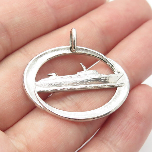 925 Sterling Silver Vintage Liner Ship Pendant