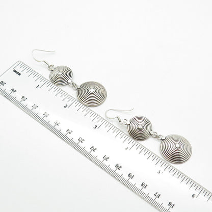 925 Sterling Silver Vintage Ethnic Dangling Hook Earrings