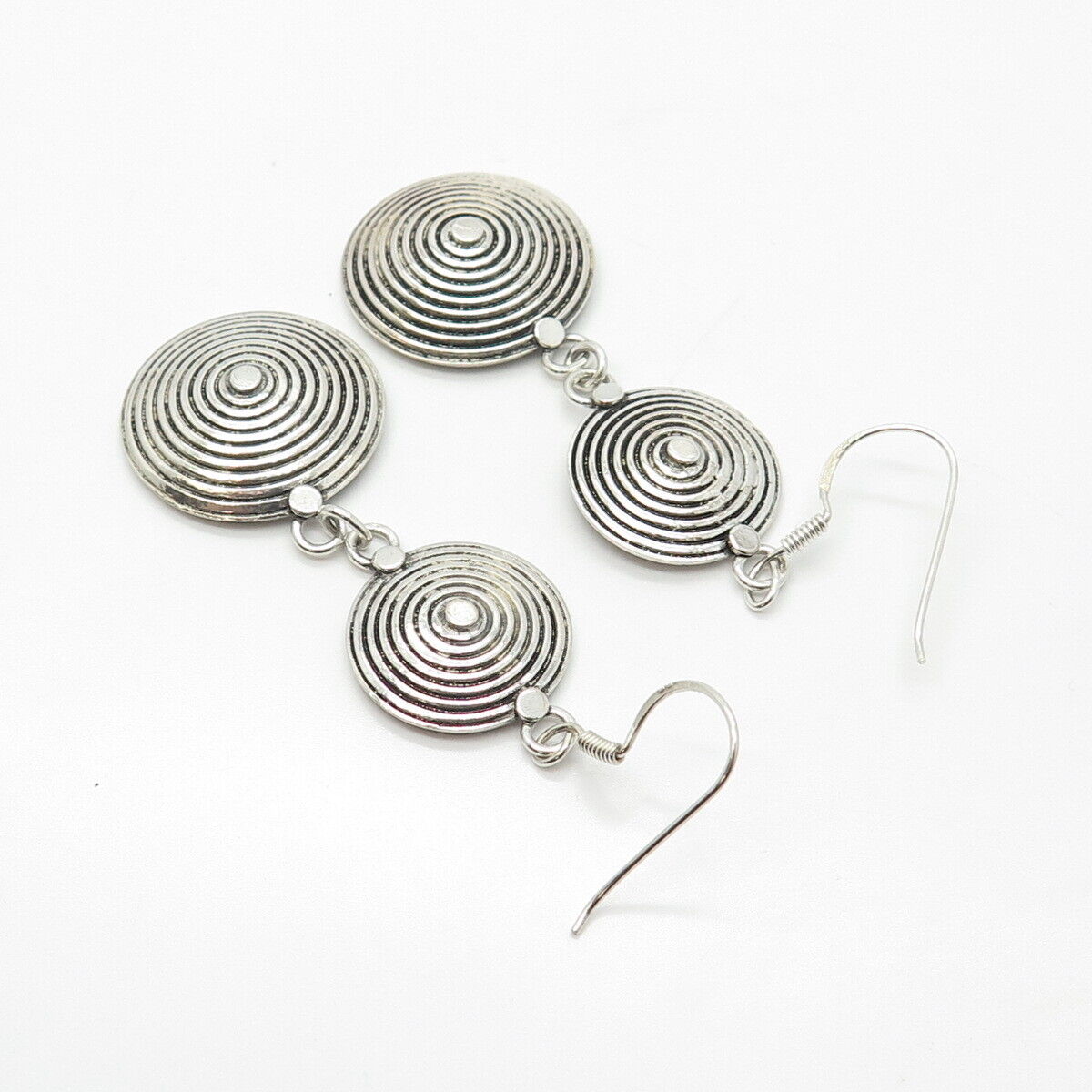 925 Sterling Silver Vintage Ethnic Dangling Hook Earrings