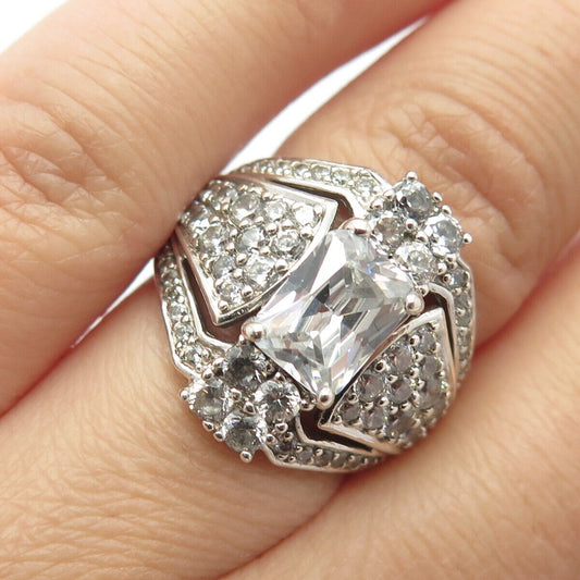 925 Sterling Silver Pave C Z Ring Size 6.25