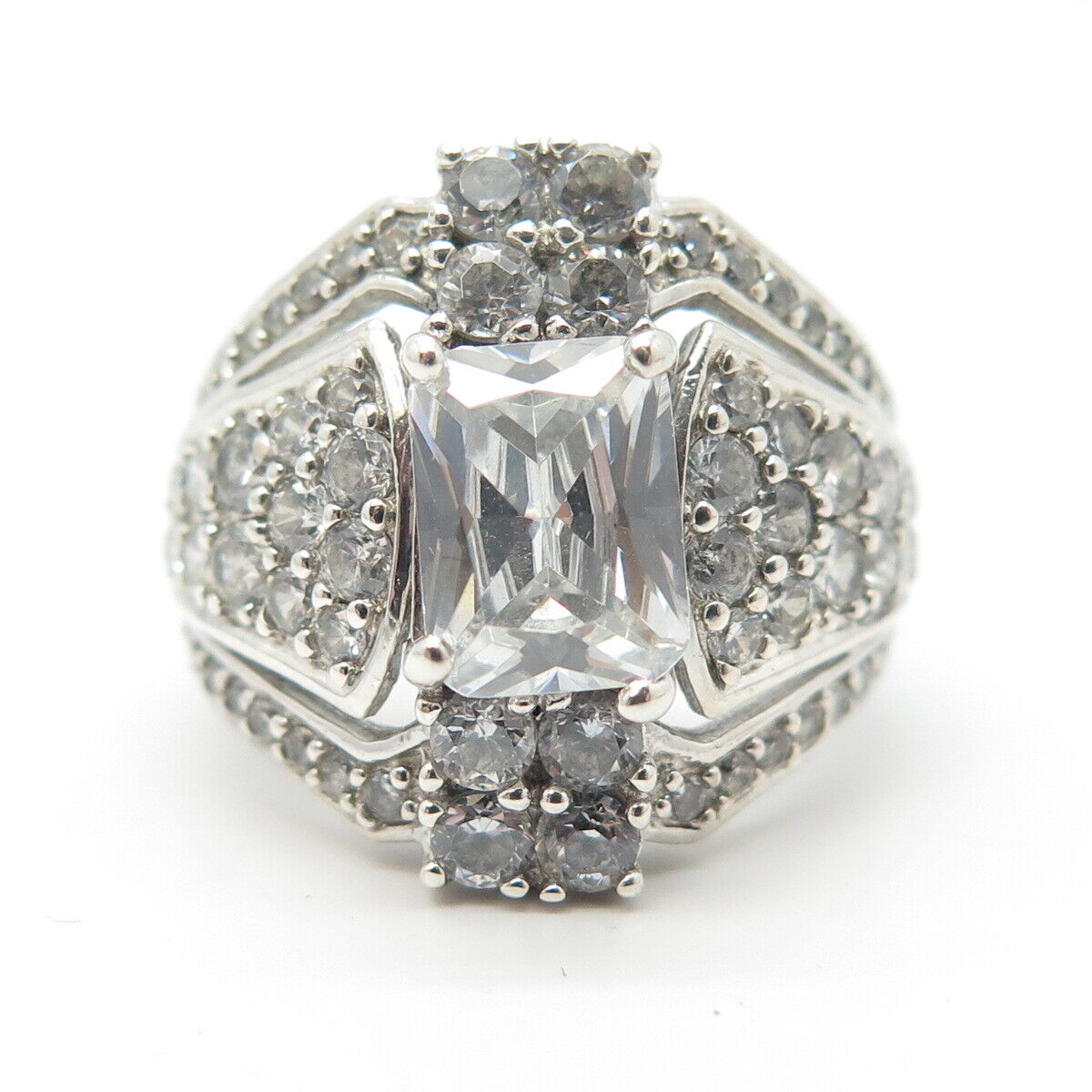 925 Sterling Silver Pave C Z Ring Size 6.25