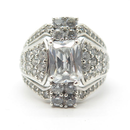 925 Sterling Silver Pave C Z Ring Size 6.25