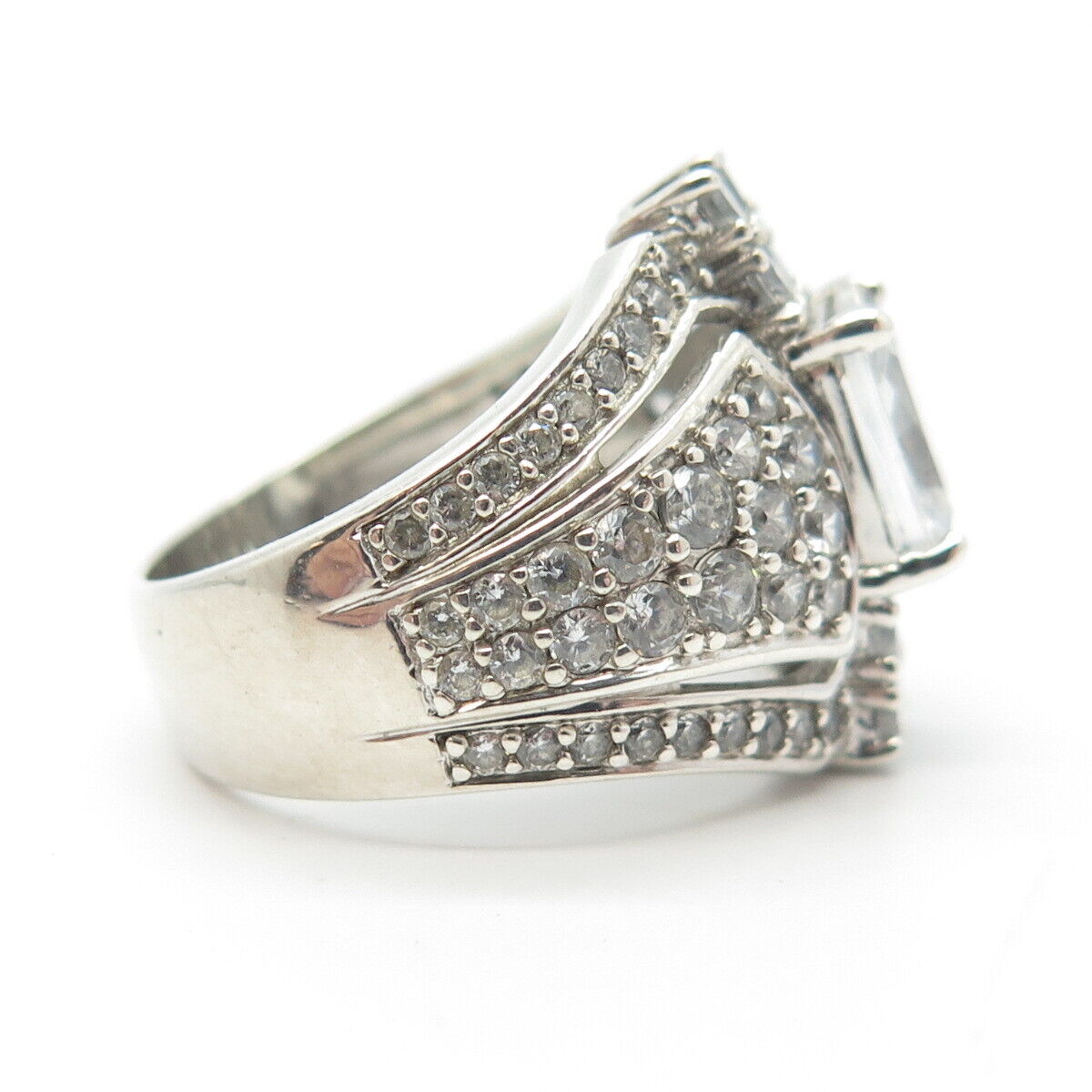 925 Sterling Silver Pave C Z Ring Size 6.25