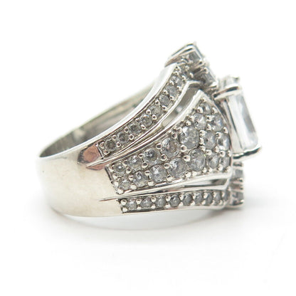 925 Sterling Silver Pave C Z Ring Size 6.25