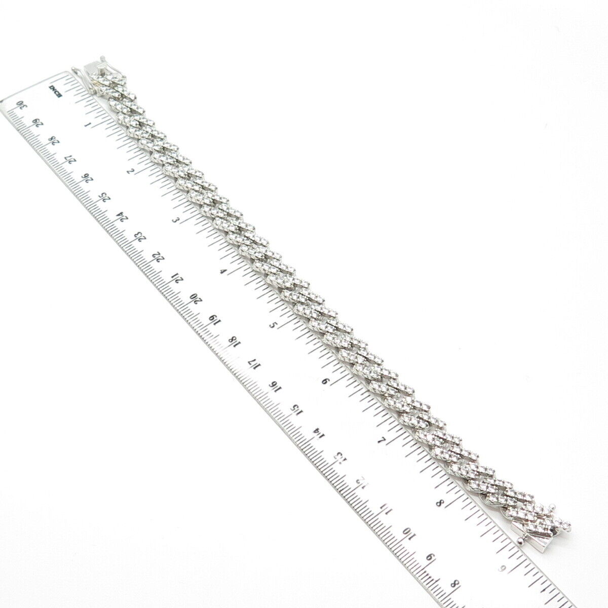 925 Sterling Silver C Z Tennis Link Bracelet 8.5"