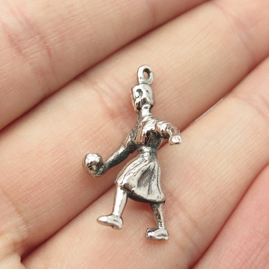 925 Sterling Silver Vintage Football Player Pendant