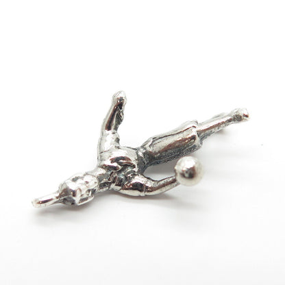 925 Sterling Silver Vintage Football Player Pendant