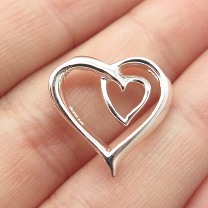 925 Sterling Silver Open Heart Slide Pendant