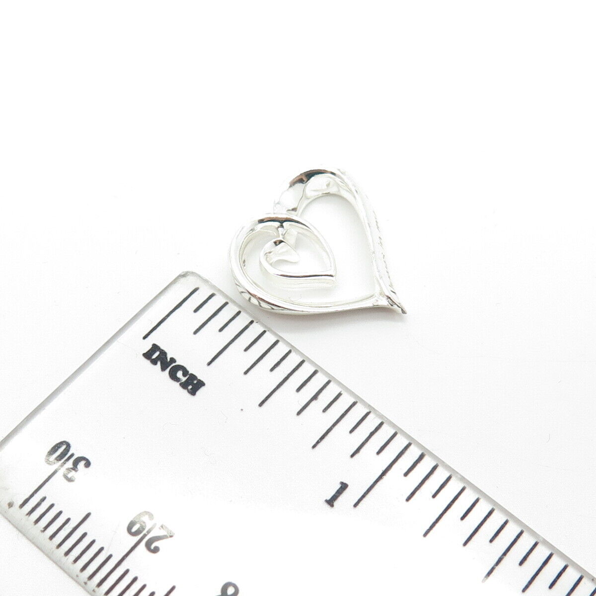 925 Sterling Silver Open Heart Slide Pendant