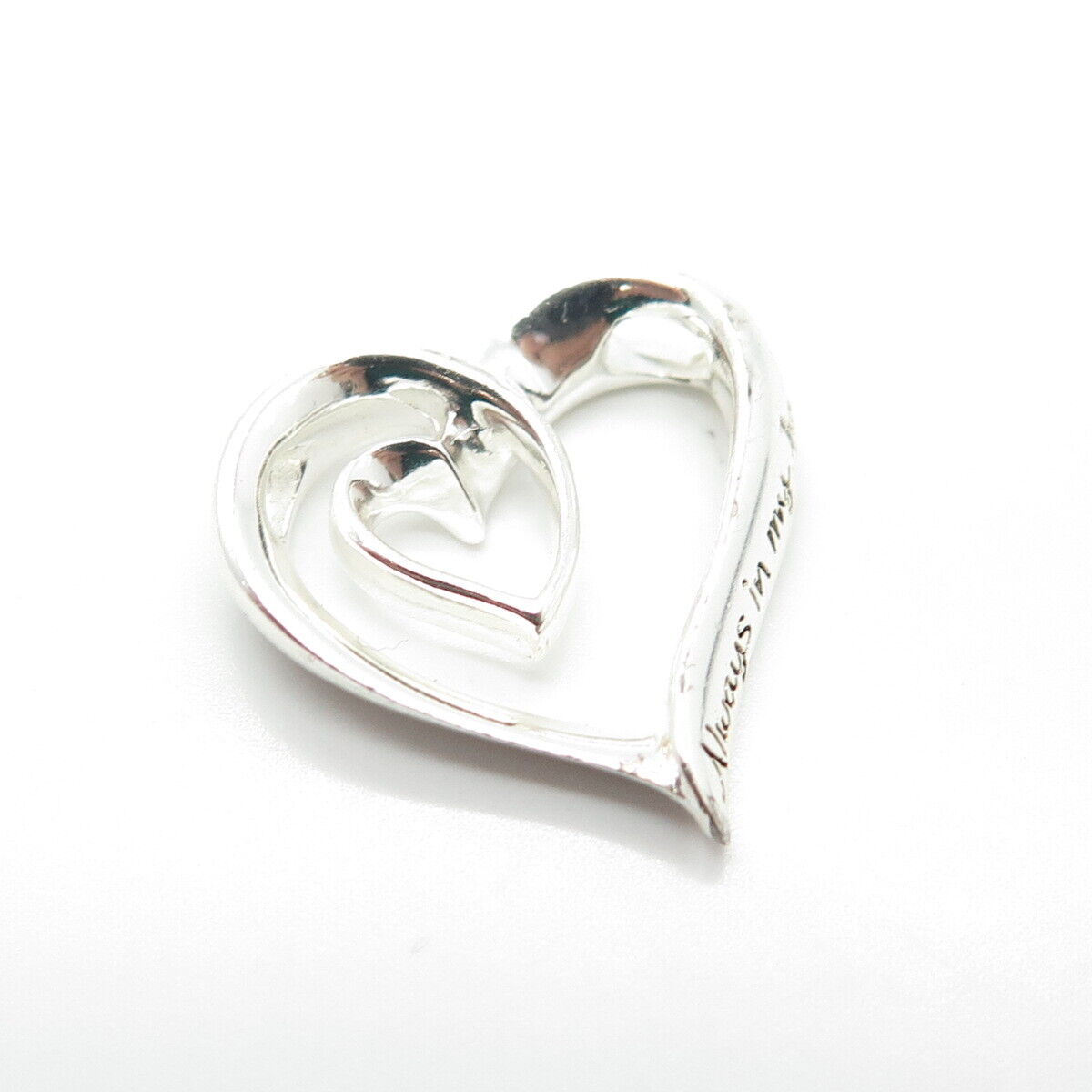 925 Sterling Silver Open Heart Slide Pendant