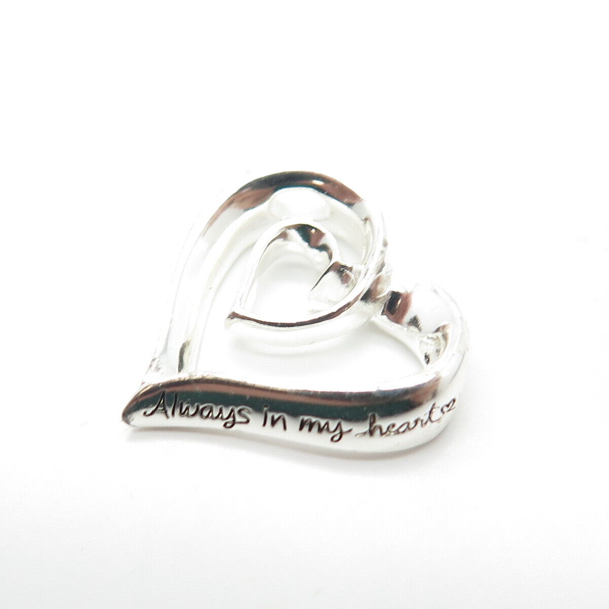 925 Sterling Silver Open Heart Slide Pendant