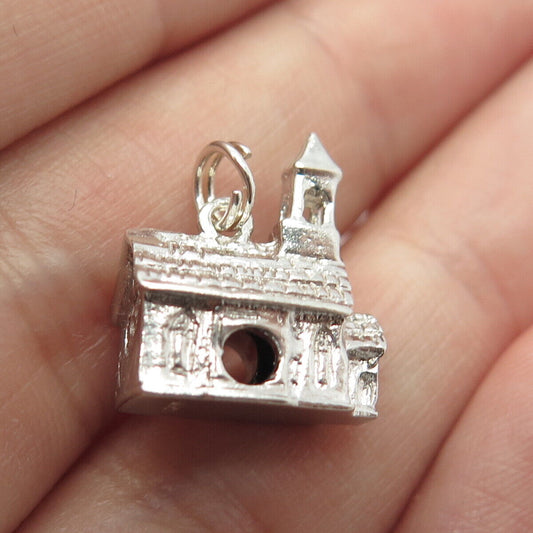 925 Sterling Silver Vintage Castle Charm Pendant