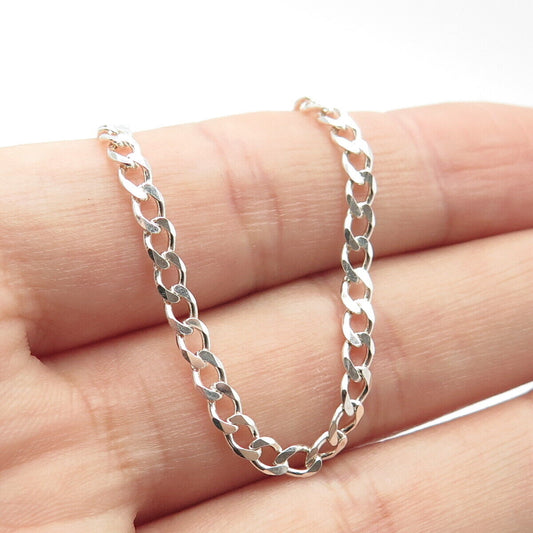 925 Sterling Silver Cuban Chain Necklace 18"