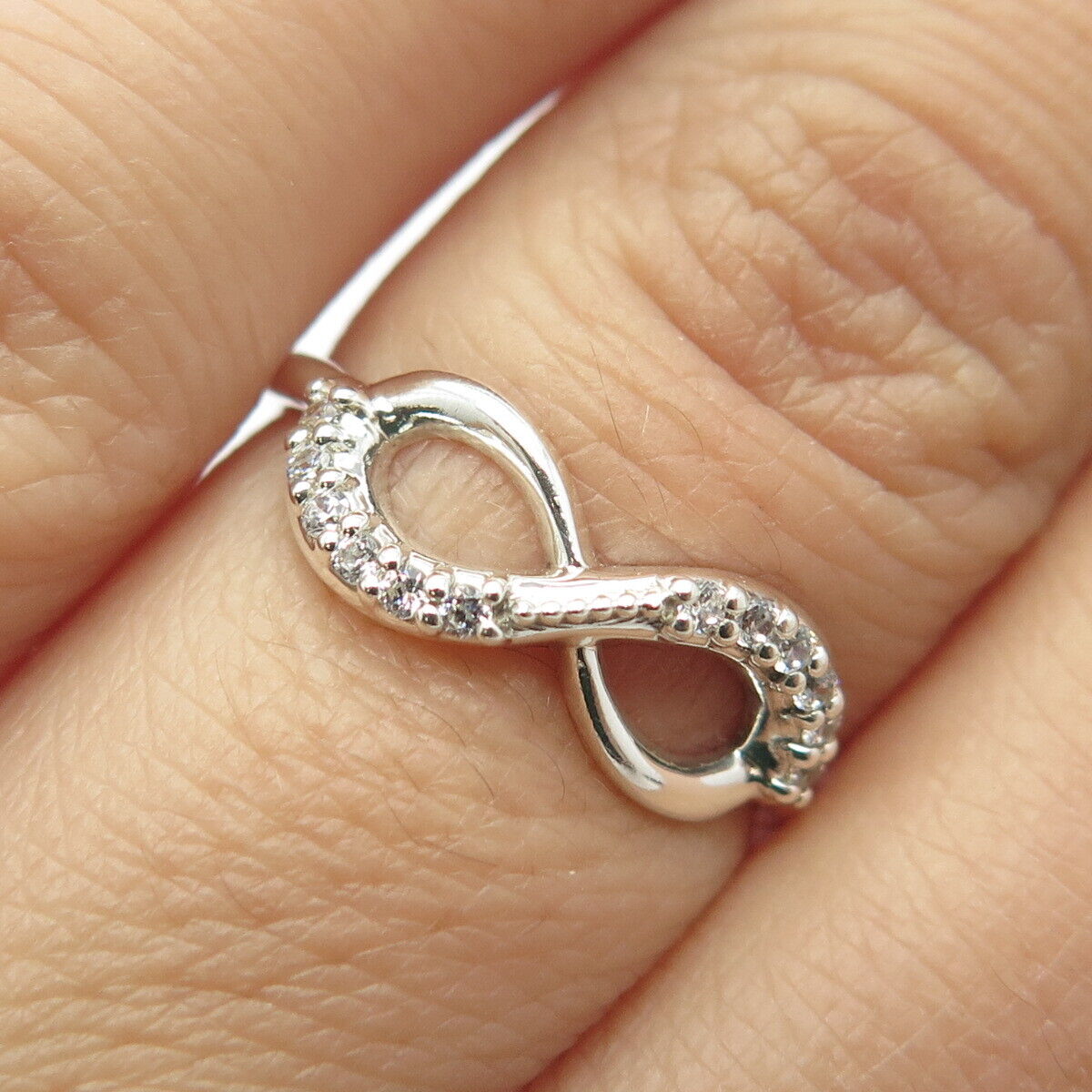 925 Sterling Silver Leanne Marie Pave C Z Infinity Ring Size 6.25