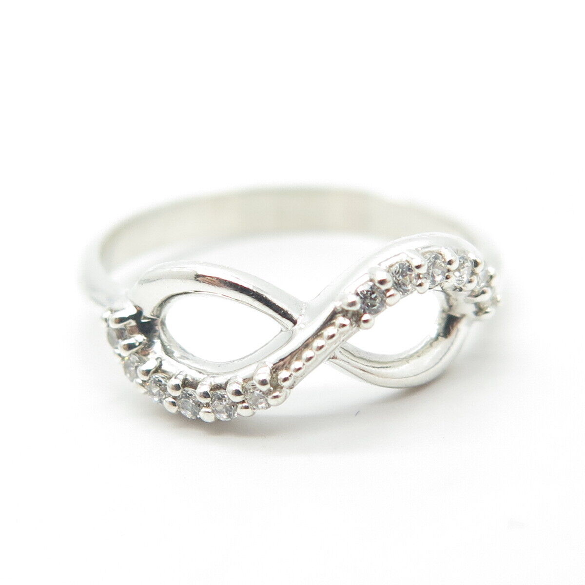 925 Sterling Silver Leanne Marie Pave C Z Infinity Ring Size 6.25