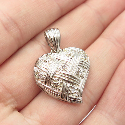 925 Sterling Silver Vintage Dee Berkley Jewelry C Z Heart Pendant