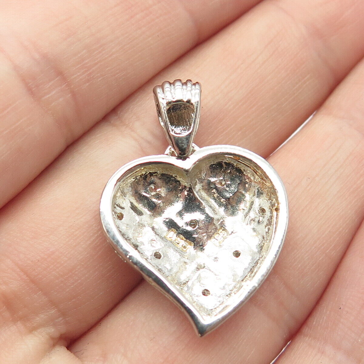 925 Sterling Silver Vintage Dee Berkley Jewelry C Z Heart Pendant