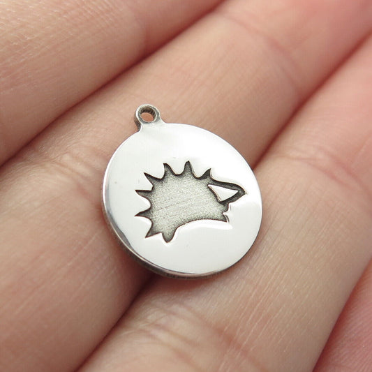 925 Sterling Silver USA Two In Town Porcupine Charm Pendant