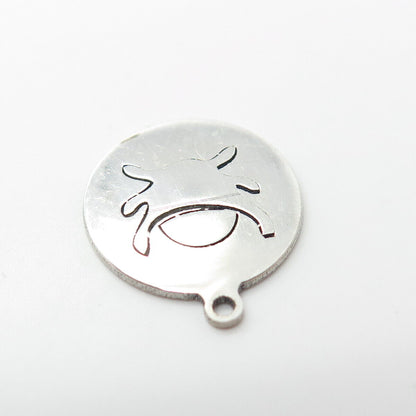 925 Sterling Silver USA Two In Town Etched Charm Pendant