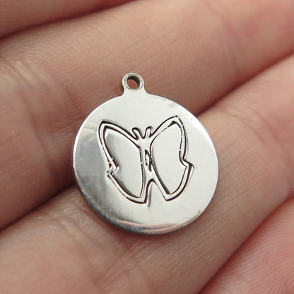 925 Sterling Silver USA Two In Town Butterfly Charm Pendant