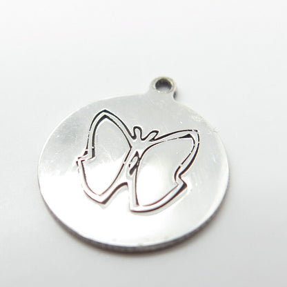 925 Sterling Silver USA Two In Town Butterfly Charm Pendant