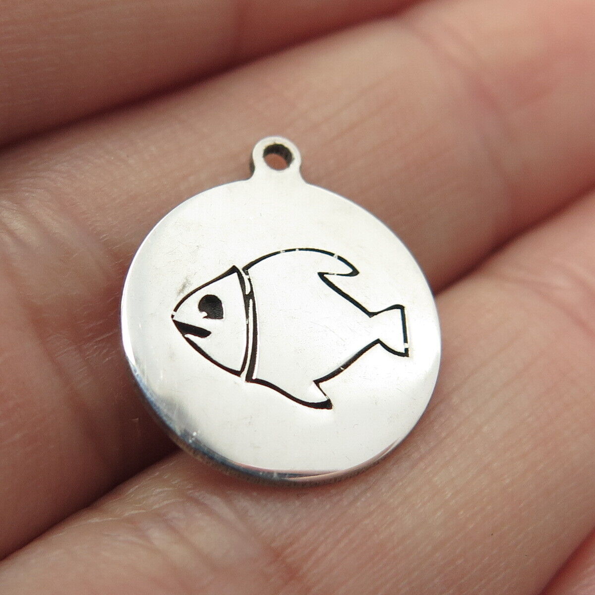 925 Sterling Silver USA Two In Town Fish Charm Pendant