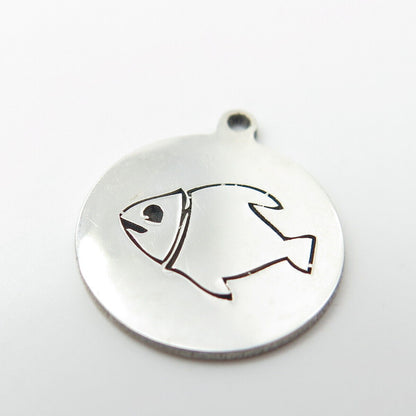 925 Sterling Silver USA Two In Town Fish Charm Pendant