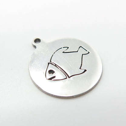 925 Sterling Silver USA Two In Town Fish Charm Pendant