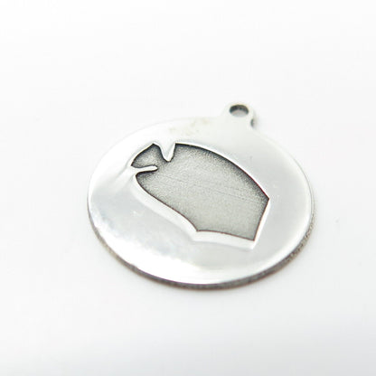 925 Sterling Silver USA Two In Town Fish Charm Pendant