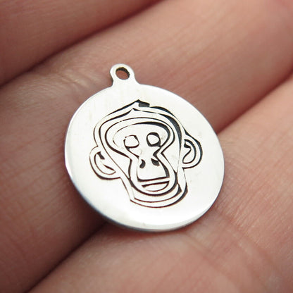 925 Sterling Silver USA Two In Town Monkey Charm Pendant