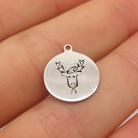 925 Sterling Silver USA Two In Town Moose / Deer Charm Pendant