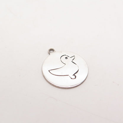 925 Sterling Silver USA Two In Town Duck Bird Charm Pendant