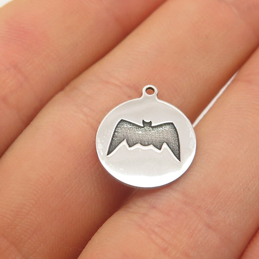 925 Sterling Silver USA Two In Town Bat Charm Pendant