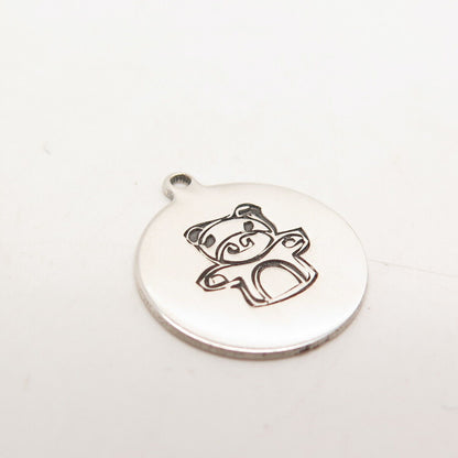 925 Sterling Silver USA Two In Town Bear Charm Pendant