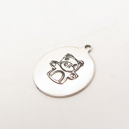 925 Sterling Silver USA Two In Town Bear Charm Pendant