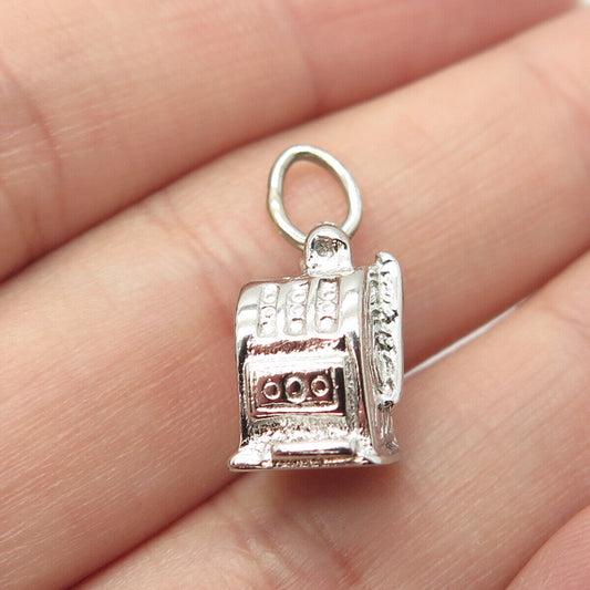 925 Sterling Silver Vintage Rembrandt RQC Casino Slot Machine Charm Pendant