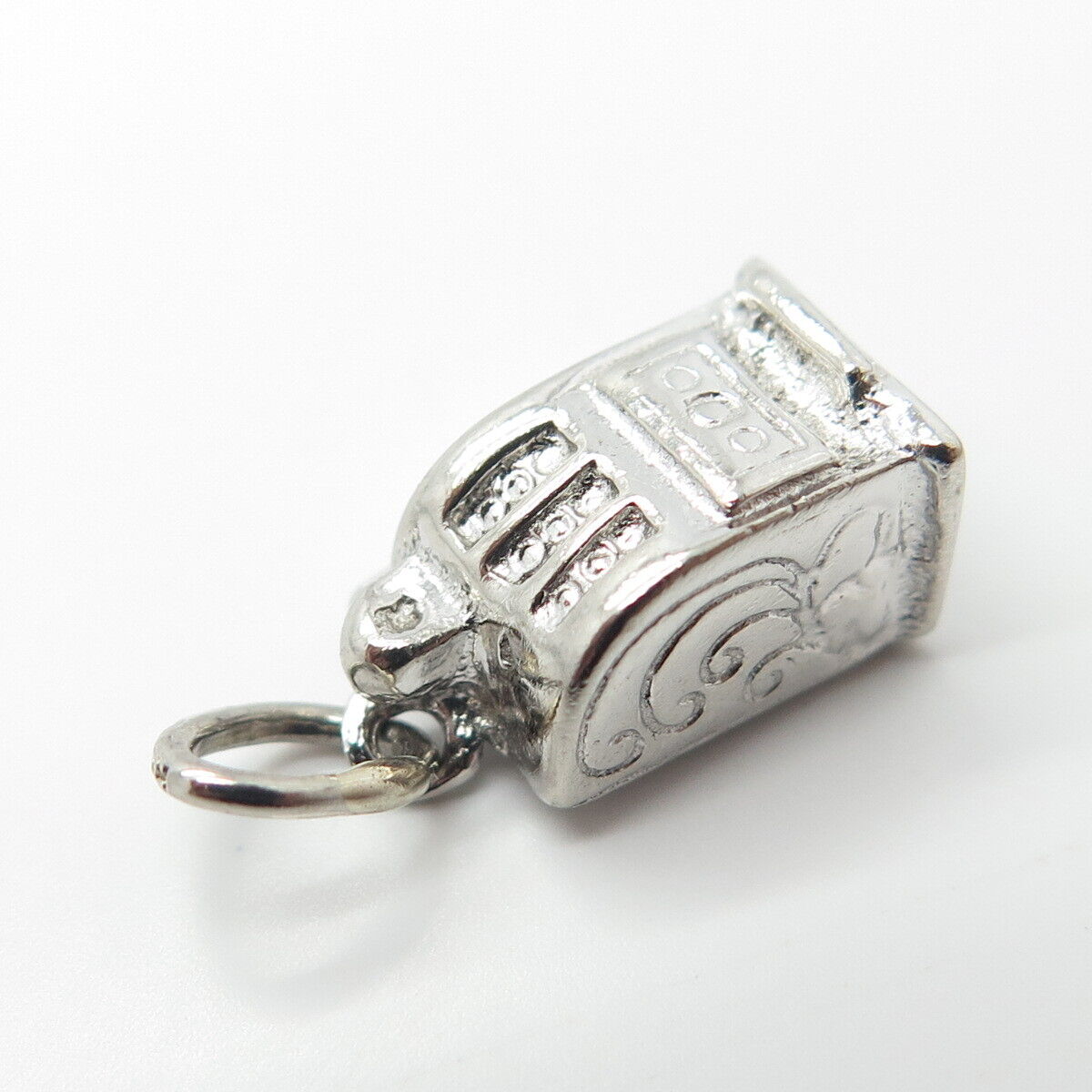 925 Sterling Silver Vintage Rembrandt RQC Casino Slot Machine Charm Pendant