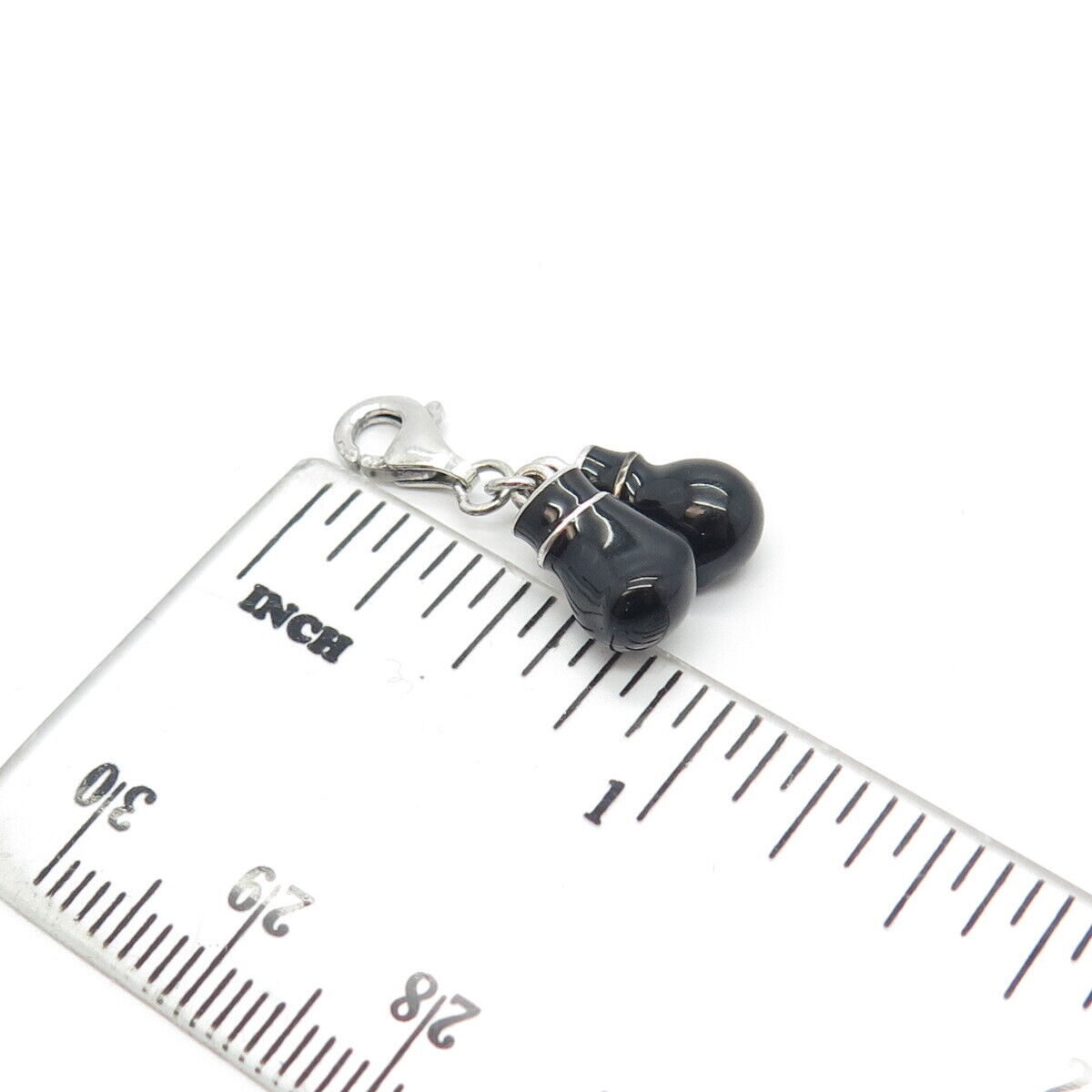 925 Sterling Silver Black Enamel Boxing Gloves Charm Pendant