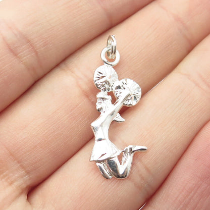 925 Sterling Silver Vintage Cheerleader Handcrafted Pendant