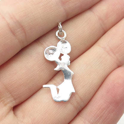 925 Sterling Silver Vintage Cheerleader Handcrafted Pendant