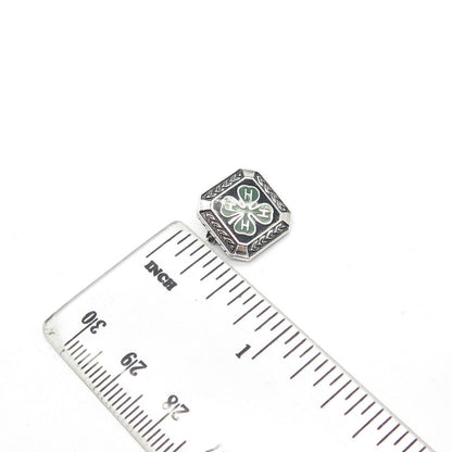 925 Sterling Silver Enamel Vintage Metal Illinois State 4-H Clover Pin Brooch