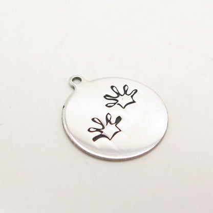 925 Sterling Silver USA Two In Town Etched Charm Pendant