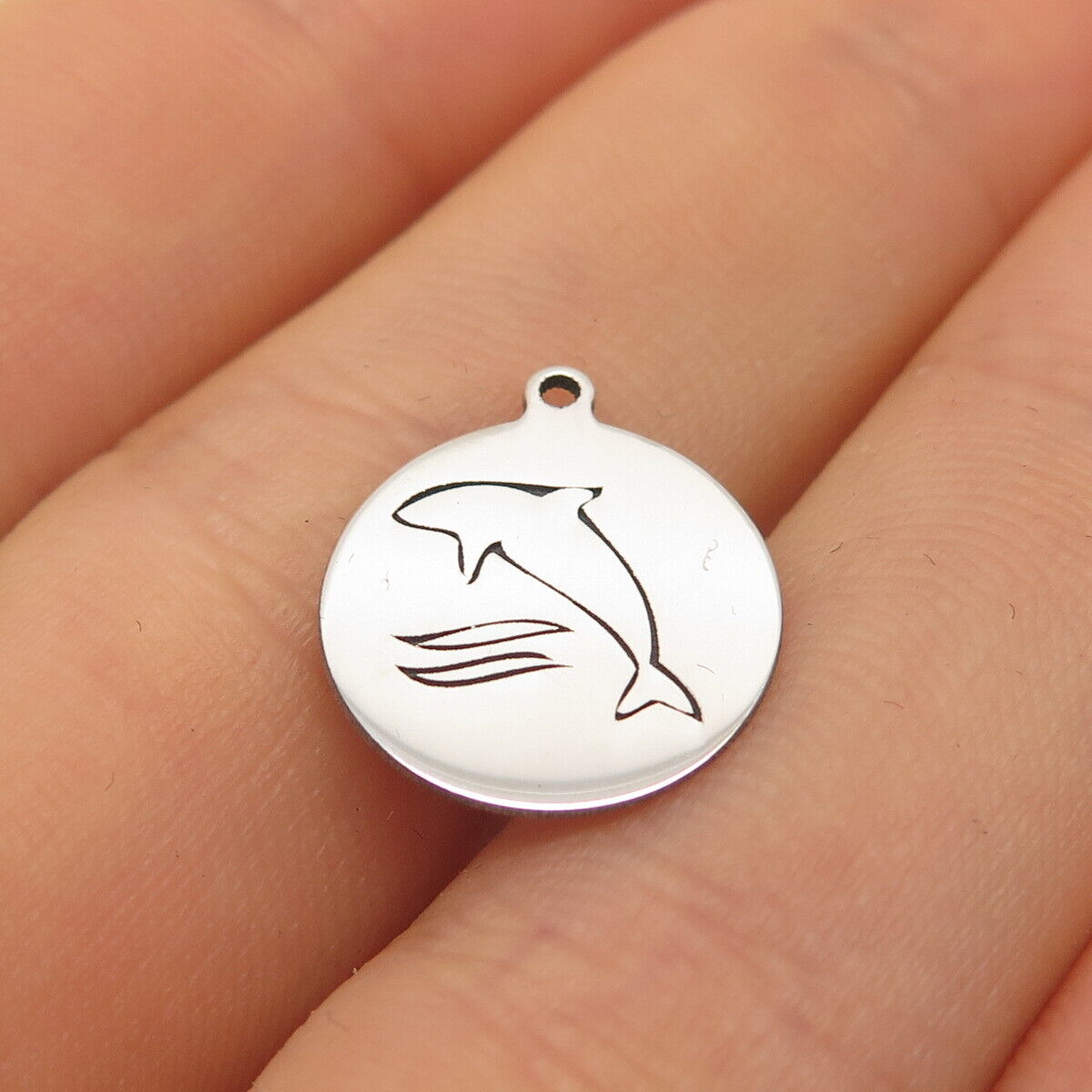 925 Sterling Silver USA Two In Town Dolphin Charm Pendant