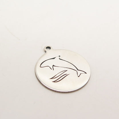 925 Sterling Silver USA Two In Town Dolphin Charm Pendant