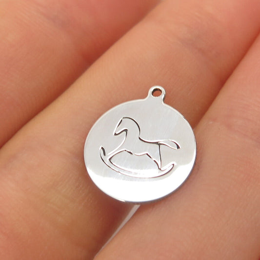 925 Sterling Silver USA Two In Town Rocking Horse Charm Pendant