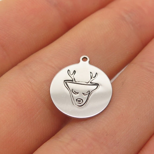 925 Sterling Silver USA Two In Town Moose / Deer Charm Pendant