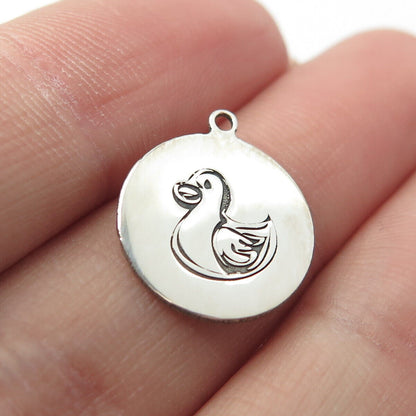 925 Sterling Silver USA Two In Town Duck Bird Charm Pendant