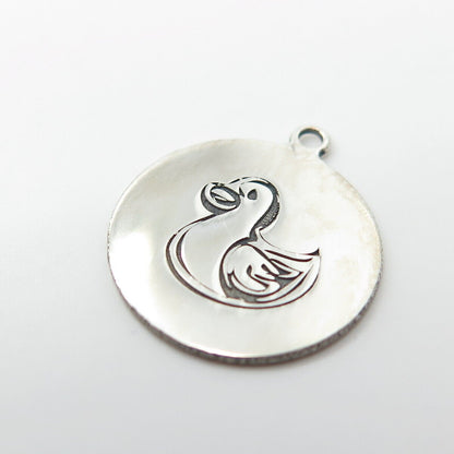 925 Sterling Silver USA Two In Town Duck Bird Charm Pendant